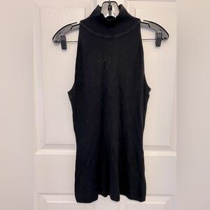 WHITE HOUSE BLACK MARKET Women's Black Knit Mock Neck Sleeveless Tunic Top